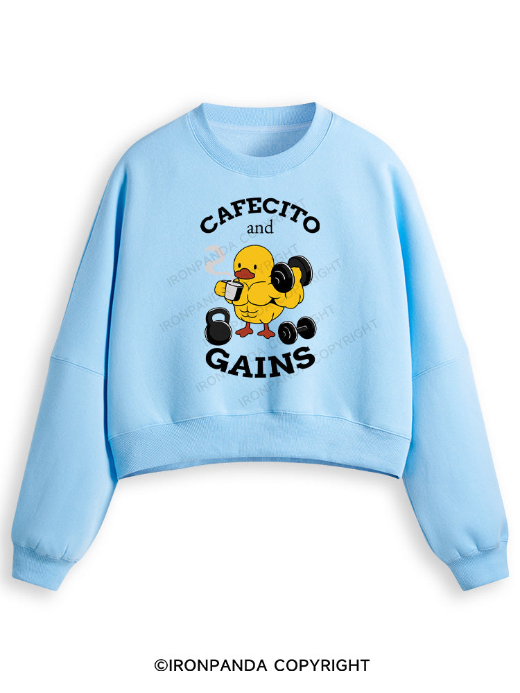 CAFECITO AND GAINS Fleece Crop Sweatshirt