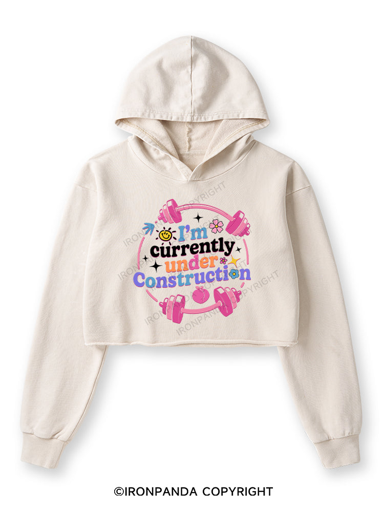 I'M CURRENTLY UNDER CONSTRUCTION Washed Crop Hoodie