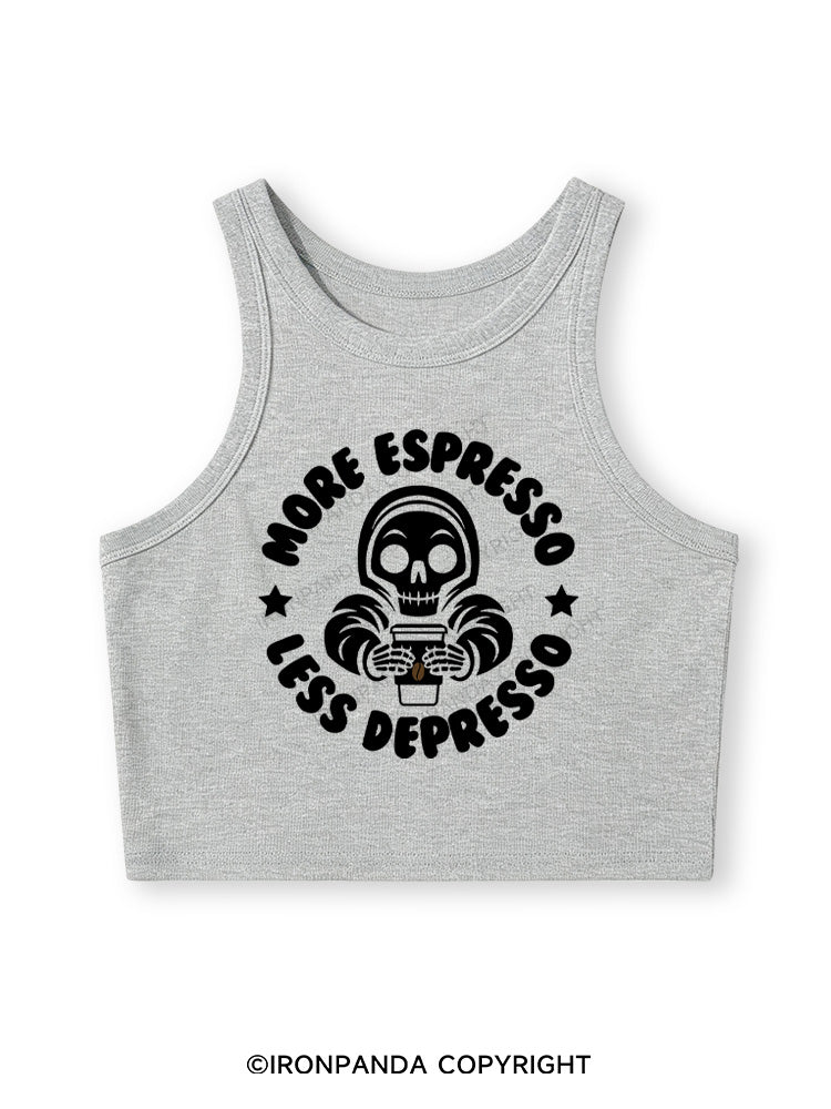 More Espresso Less Depresso Fitted Crop Tank Top