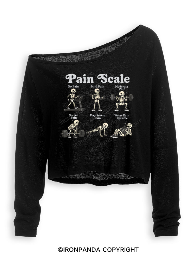 Pain Scale Skeleton Off Shoulder Long Sleeve Crop Top