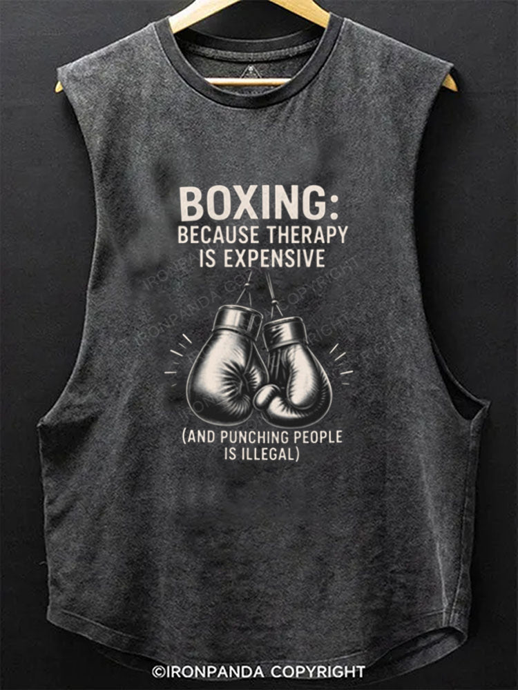 Boxing Because Therapy Is Expensive Scoop Bottom Cotton Tank