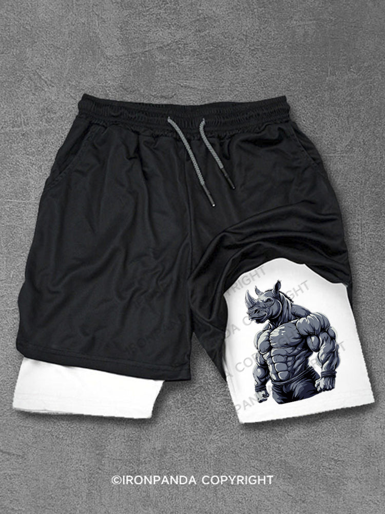 Muscular Rhino Bodybuilder Performance Training Shorts