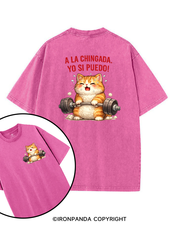 A LA CHINGADA. YO SI PUEDO! printed Gym Shirt