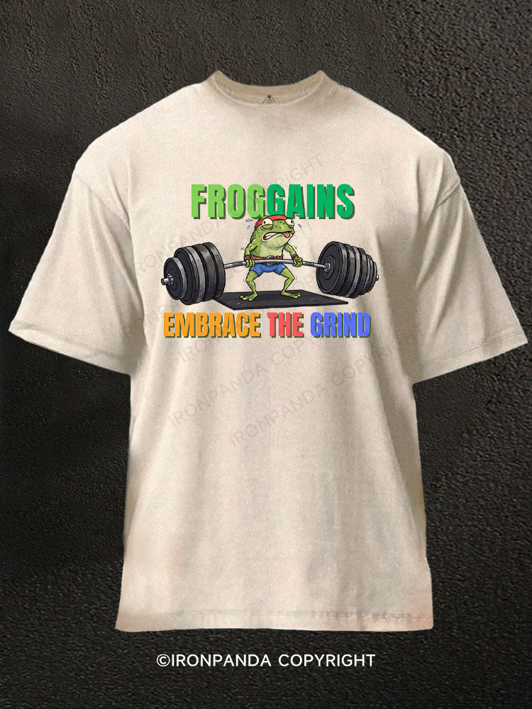 Frog gains Embrace The Grind Washed Gym Shirt