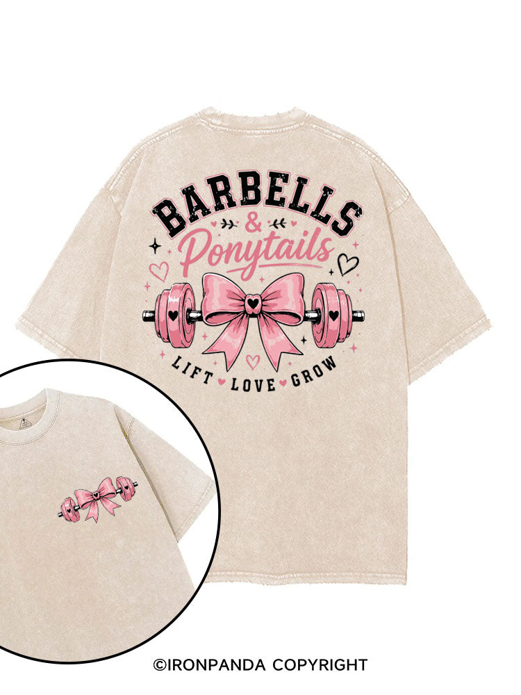BARBELLS & PONYTAILS LIFT LOVE GROW printed Gym Shirt