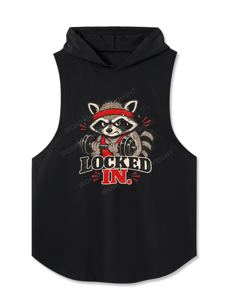 LOCKED IN Raccoon Hooded Tank