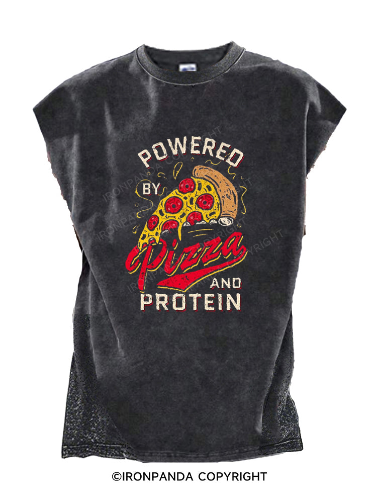 POWERED BY PIZZA AND PROTEIN Cut Off Tank