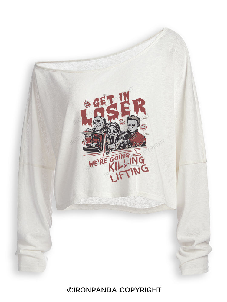 We’re Going Lifting Off Shoulder Long Sleeve Crop Top