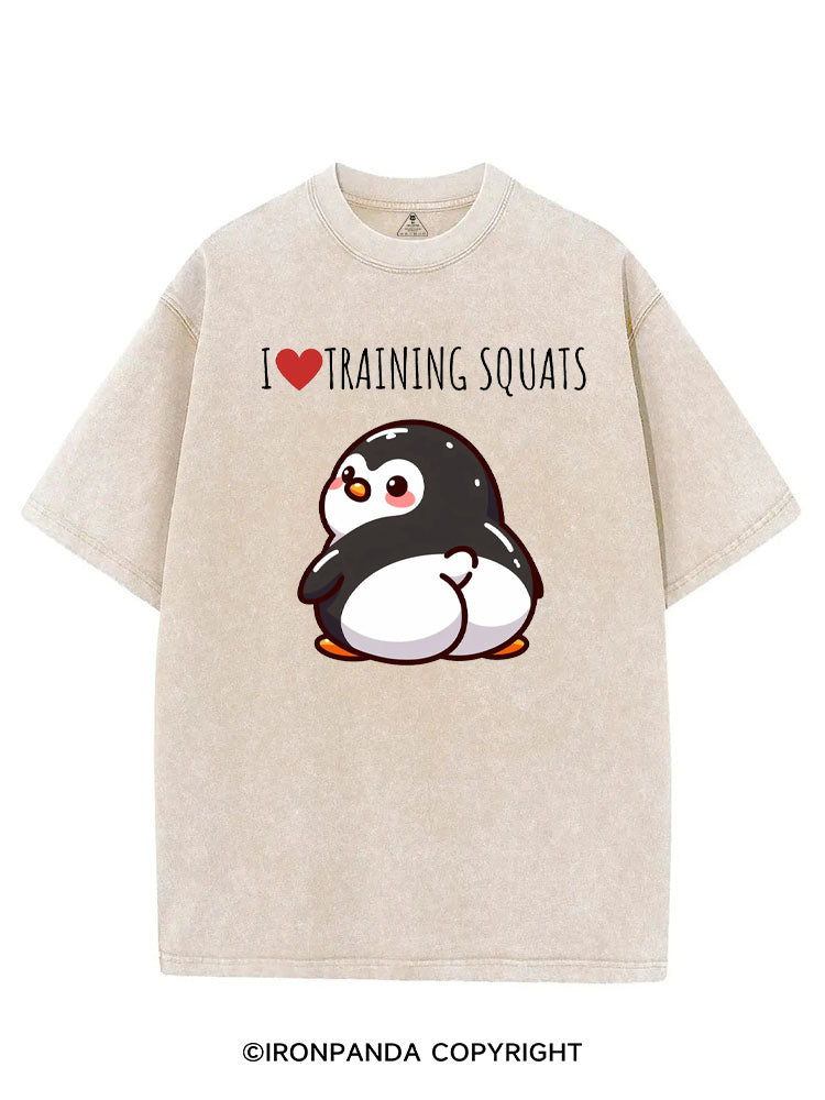 I ❤ TRAINING SQUATS PENGUIN VINTAGE GYM SHIRT