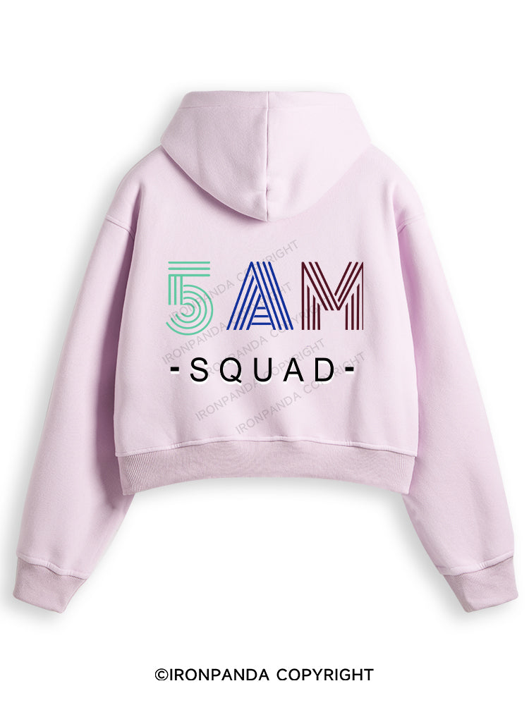 5 AM SQUAD Fleece Crop Zip Up Hoodie