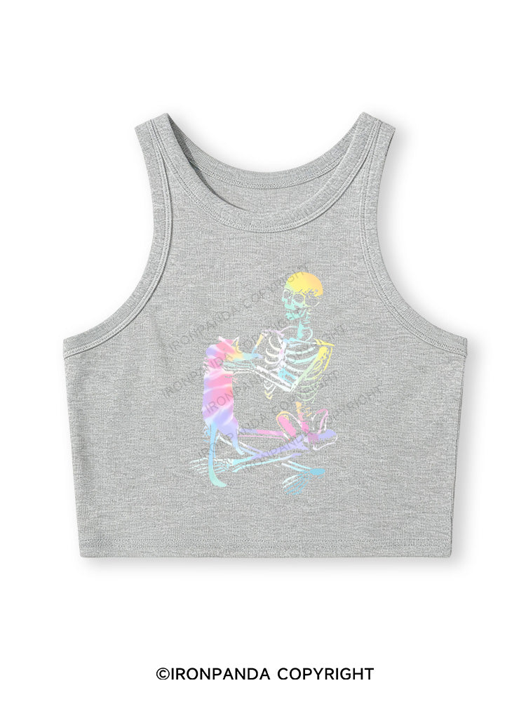 LIFT HEAVY. PET CATS Fitted Crop Tank Top