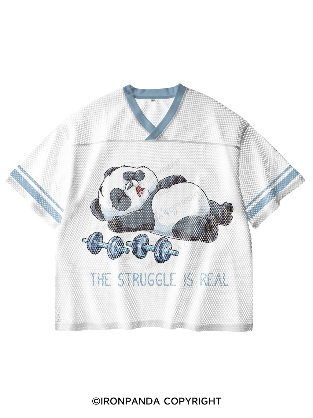 THE STRUGGLE IS REAL V-Neck Open Hole Mesh Top