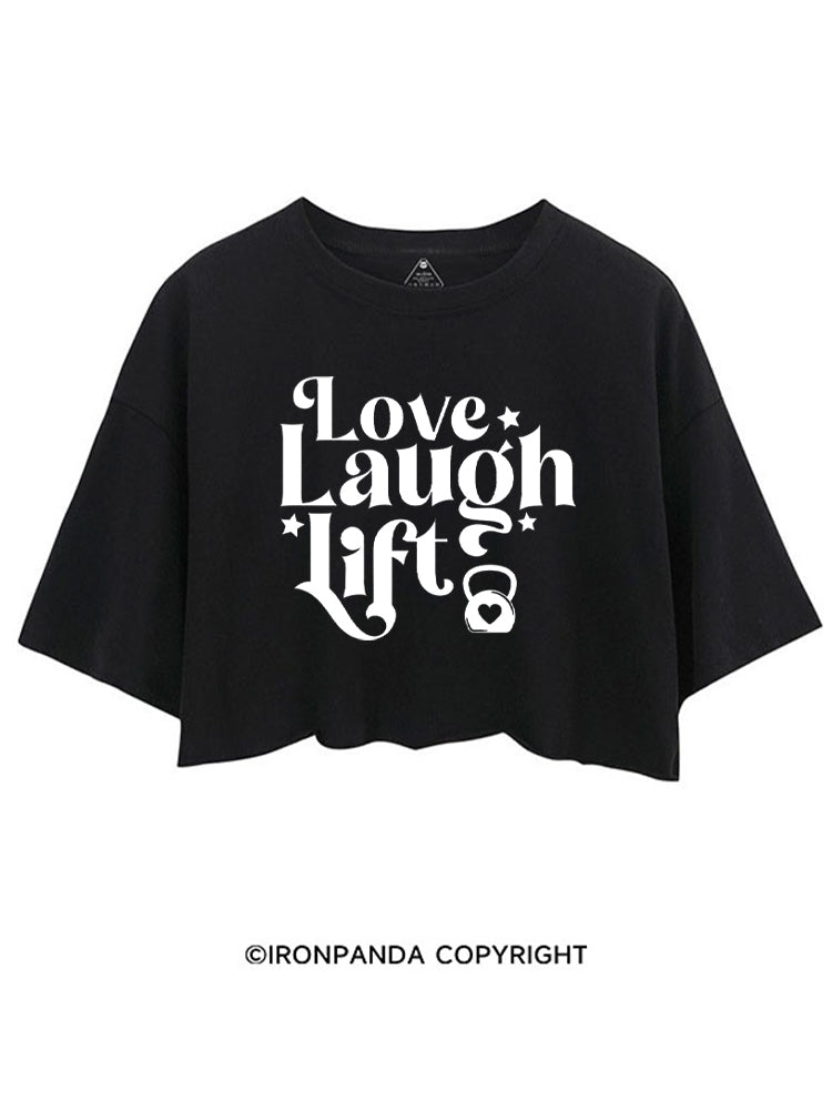 LOVE LAUGH LIFT POSITIVE GYM CROP TOPS