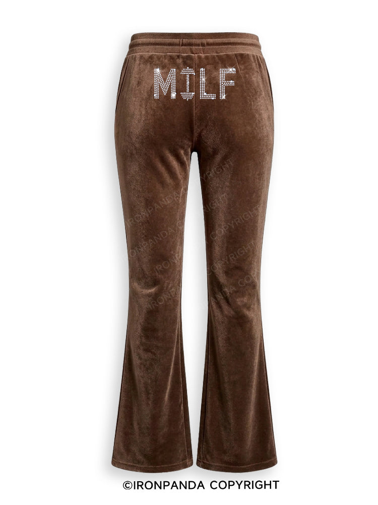 Rhinestone MILF MOM IN LOVE WITH FITNESS Velvet Tracksuit Set