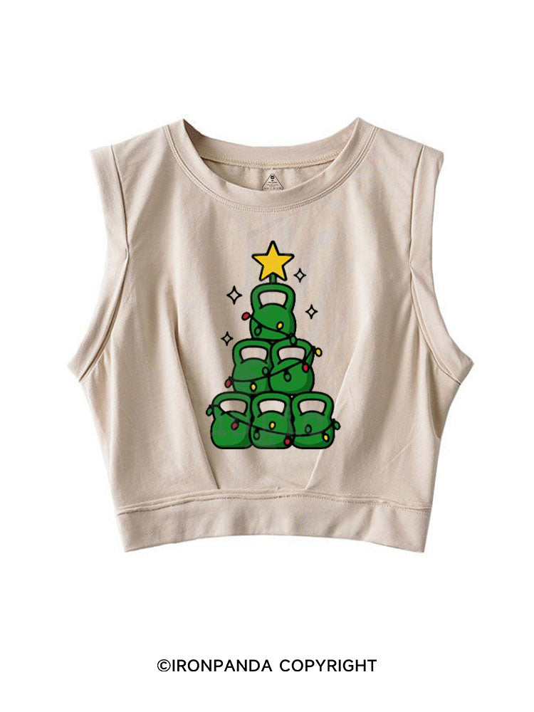 HOLIDAY STRENGTH TREE SLEEVELESS CROP TOPS