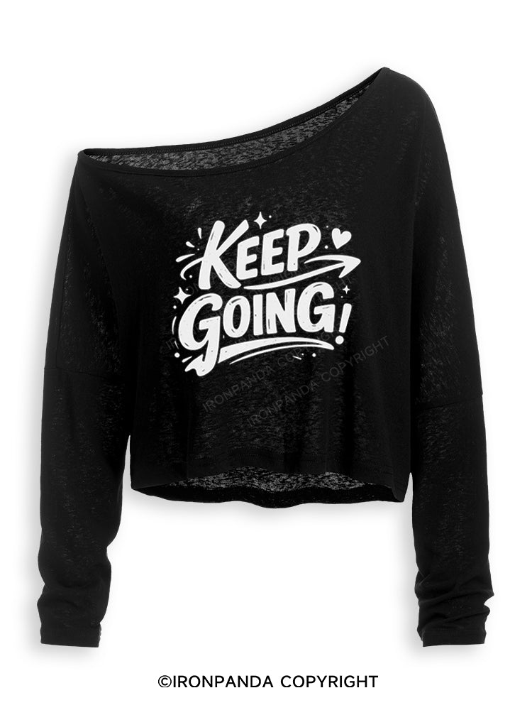 KEEP GOING!♥ Off Shoulder Long Sleeve Crop Top