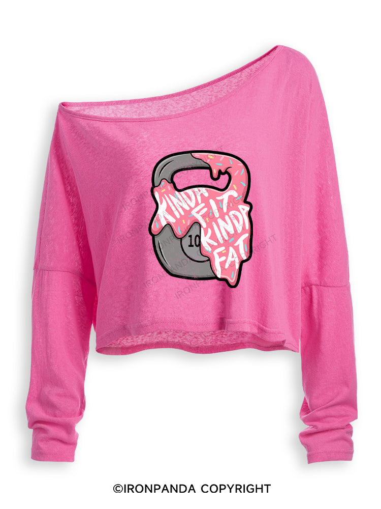 kinda fit sorta fat donut Off Shoulder Long Sleeve Crop Top