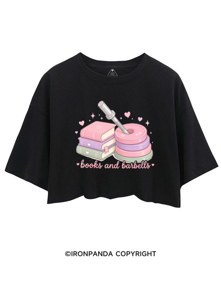 BOOKS AND BARBELLS WORKOUT CROP TOPS