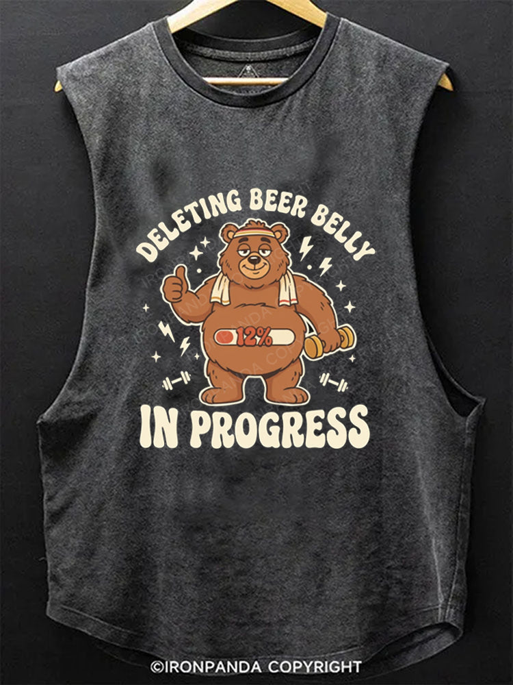 Deletin Beer Belly In Progress Funny Fitness Scoop Bottom Cotton Tank