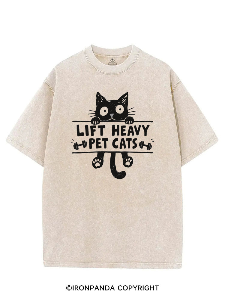 LIFT HEAVY PET CATS GYM KITTY VINTAGE GYM SHIRT