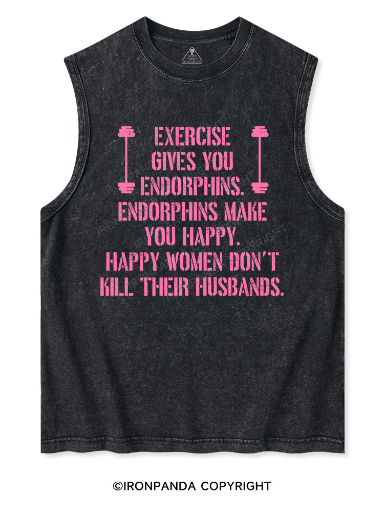 EXERCISE GIVES YOU ENDORPHINS PINK Washed Tank