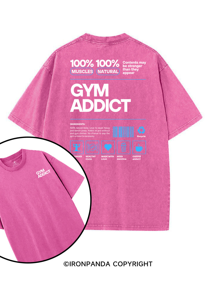 GYM ADDICT 100% MUSCLES 100% NATURAL printed Gym Shirt