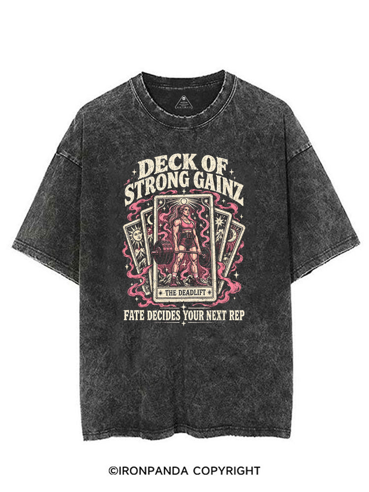 DECK OF STRONG GAINZ FATE DECIDES YOUR NEXT REP VINTAGE GYM SHIRT