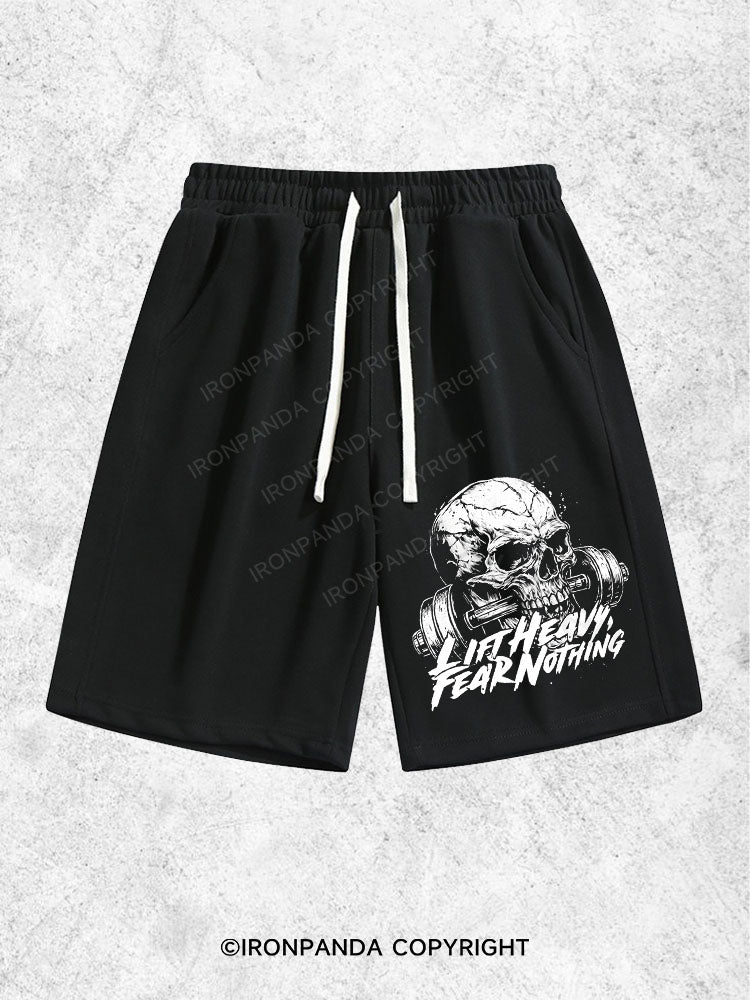 LIFT HEAVY FEAR NOTHING Loose Cotton Gym Shorts