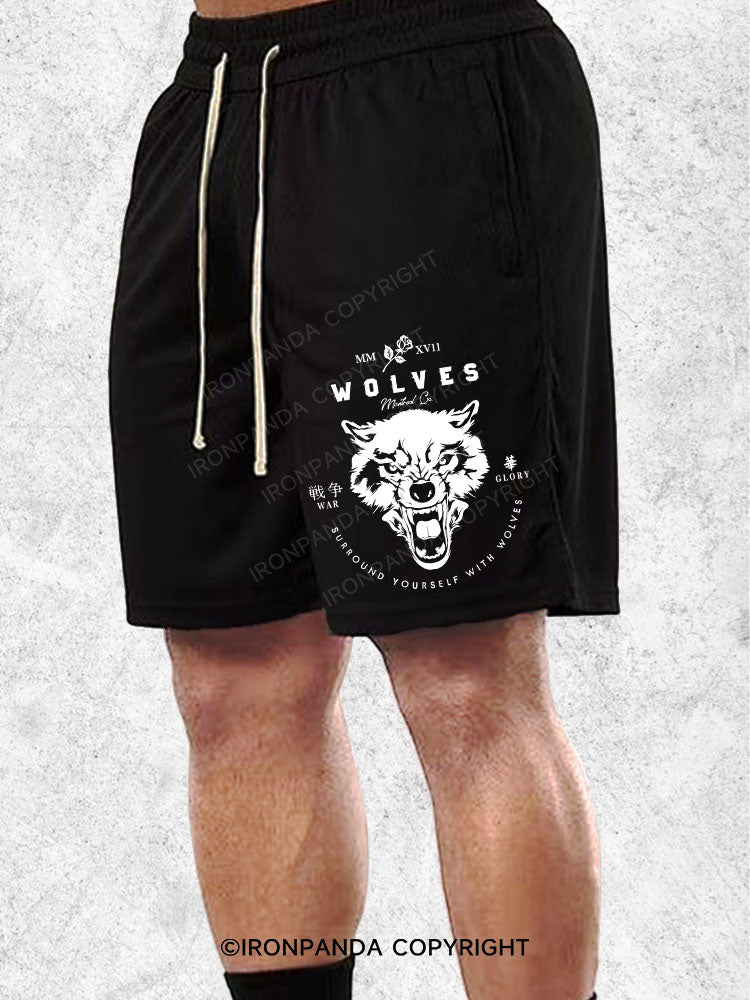 WOLVES Loose Cotton Gym Shorts