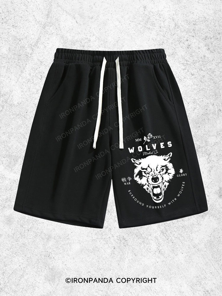 WOLVES Loose Cotton Gym Shorts