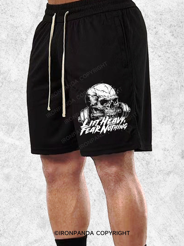 LIFT HEAVY FEAR NOTHING Loose Cotton Gym Shorts