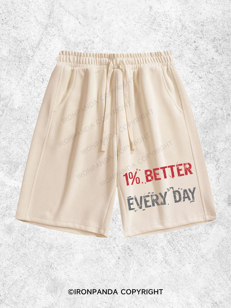 1% BETTER EVERY DAY Loose Cotton Gym Shorts