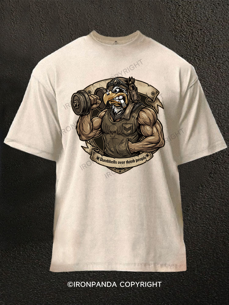 Dumbbells Over Dumb People Eagle Washed Gym Shirt