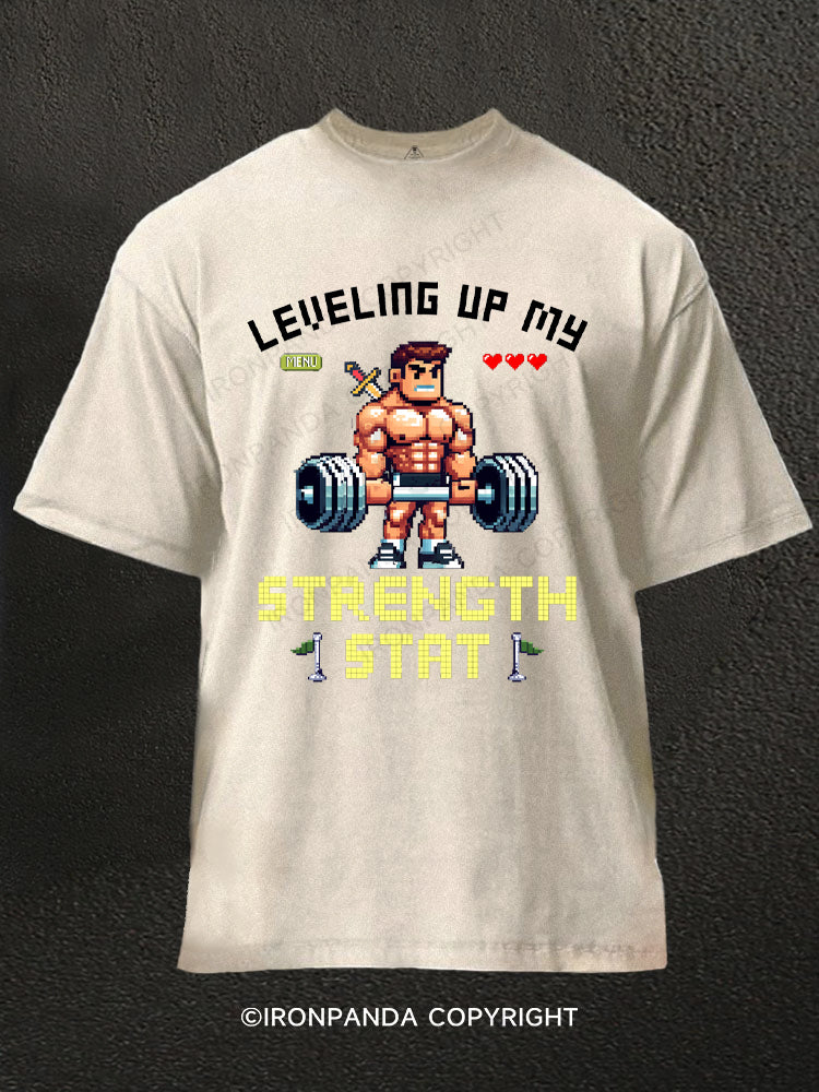 Leveling Up My Strength Stat Washed Gym Shirt