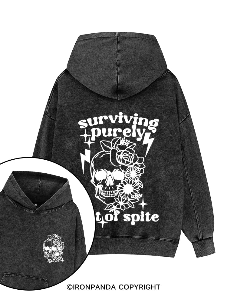 SURVIVING PURELY OUT OF SPITE Printed Washed Gym Hoodie