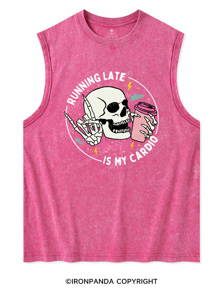 RUNNING LATE IS MY CARDIO Washed Tank