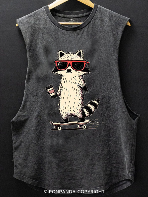 skateboard raccoon SCOOP BOTTOM COTTON TANK