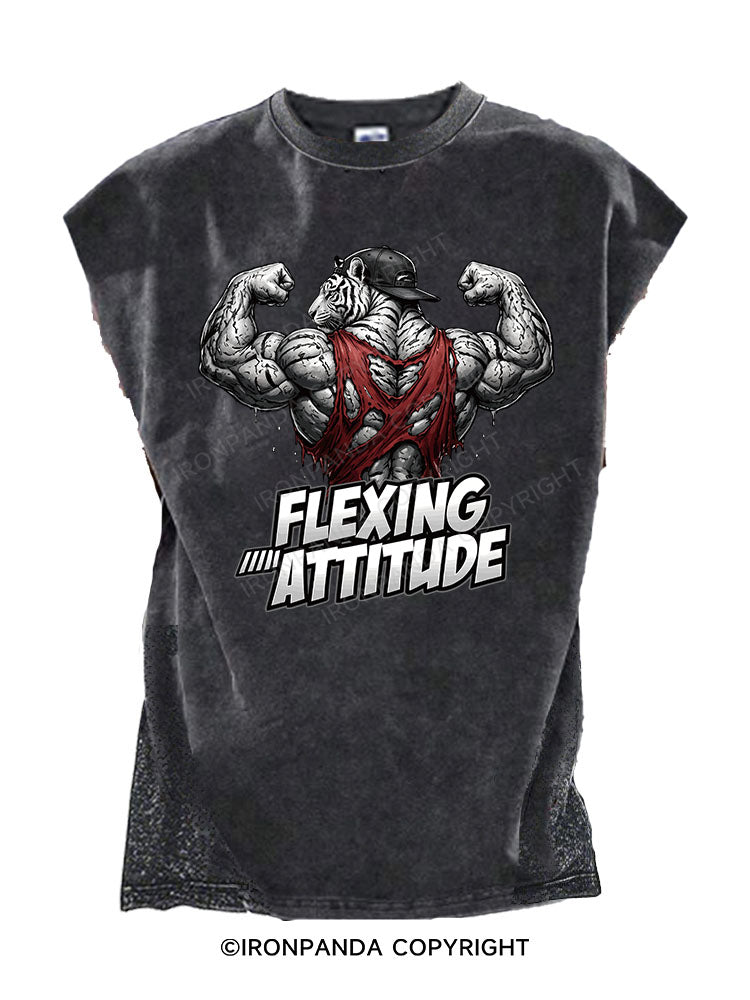 Flexing Attitude Tiger Cut Off Tank