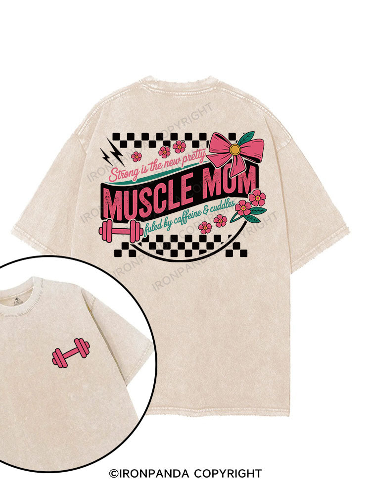 MUSCLE MOM printed Gym Shirt