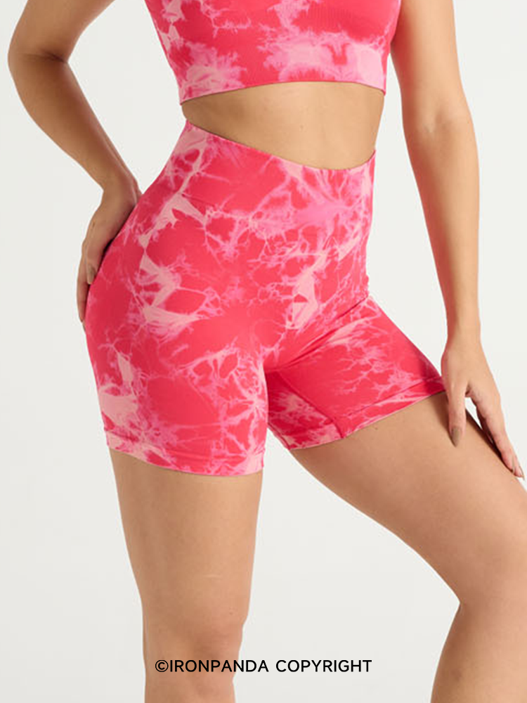 High-Waist Tie-Dye Yoga Shorts