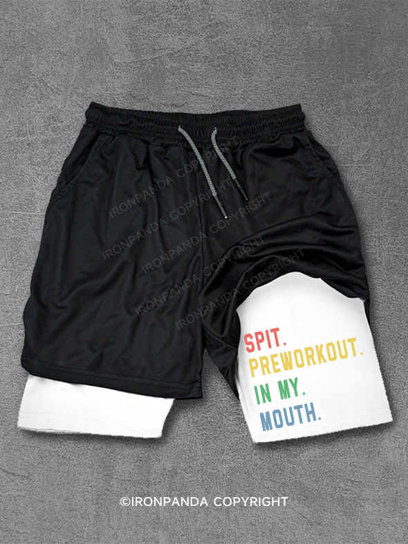 spit preworkout in my mouth Performance Training Shorts