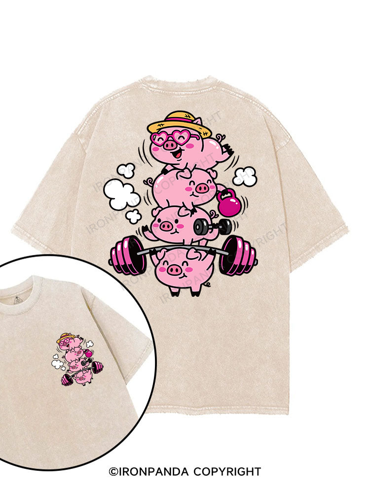 Piggy Power Stack printed Gym Shirt