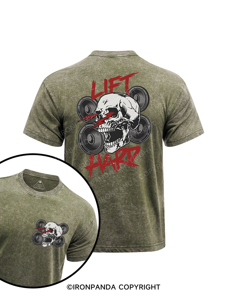 LIFT HARD printed Washed Gym Shirt