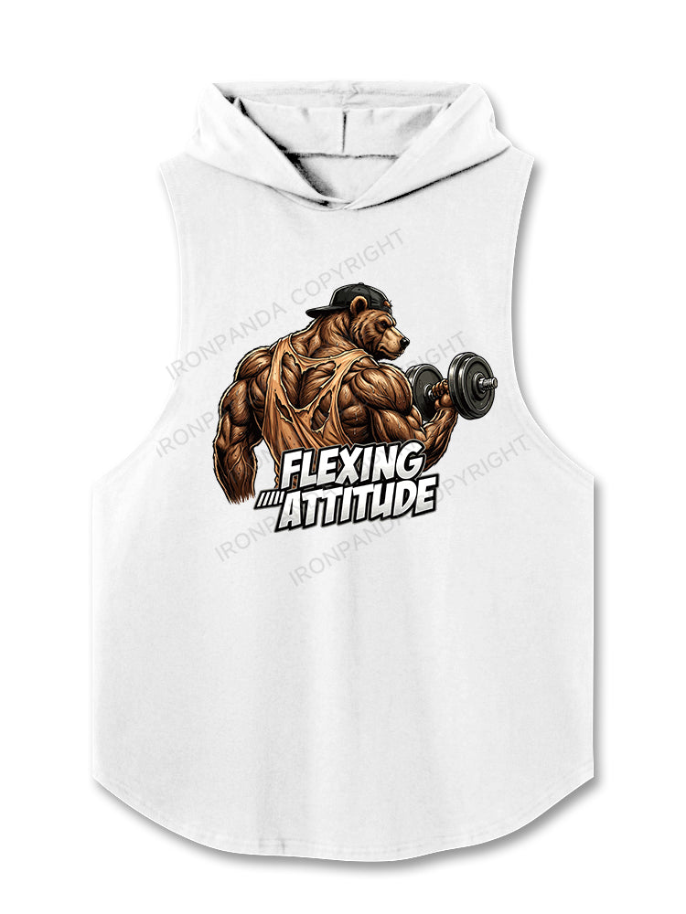 Flexing Attitude Bear Hooded Tank