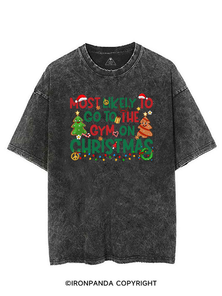 Most Likely To Go To The Gym On Christmas Funny VINTAGE GYM SHIRT