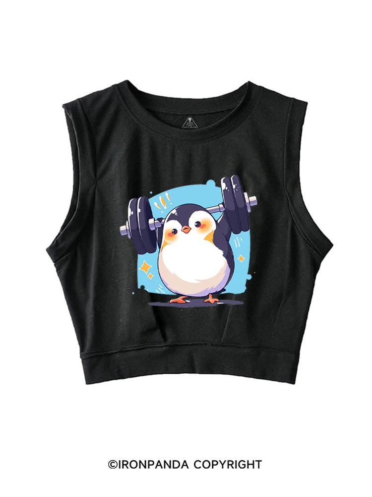 PENGUIN POWER WEIGHTLIFTING CLUB SLEEVELESS CROP TOPS