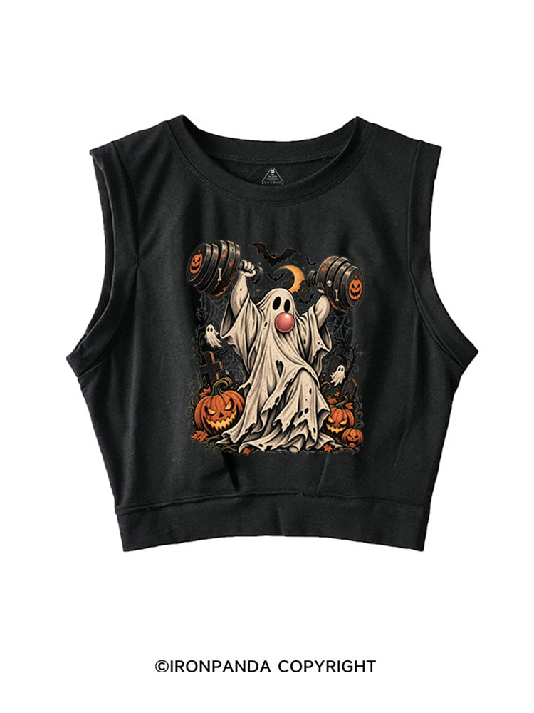 VINTAGE GHOST GYM WEIGHTLIFTING SLEEVELESS CROP TOPS