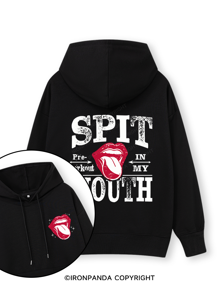 Spit Preworkout In My Mouth letter Double-Sided Printed Classic Gym Hoodie