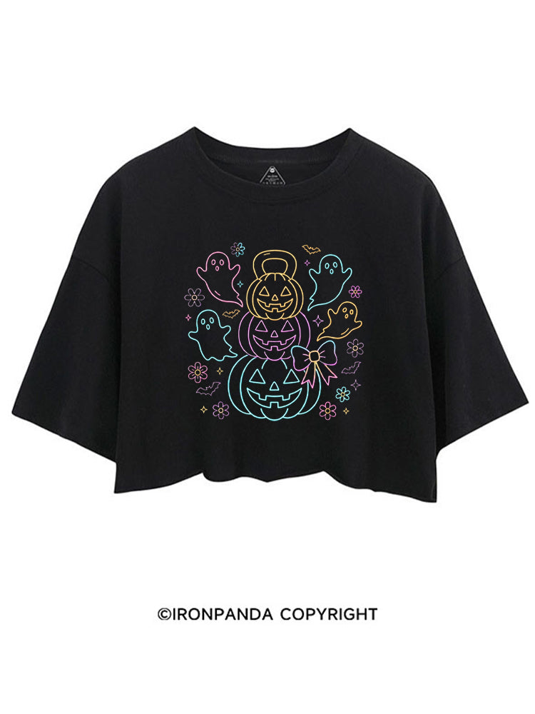GHOSTLY KETTLEBELL PUMPKINS CROP TOPS