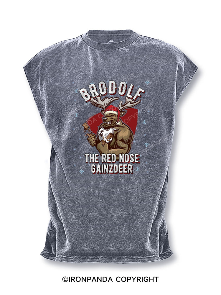 Brodolf red nose gainzdeer Cut Off Tank